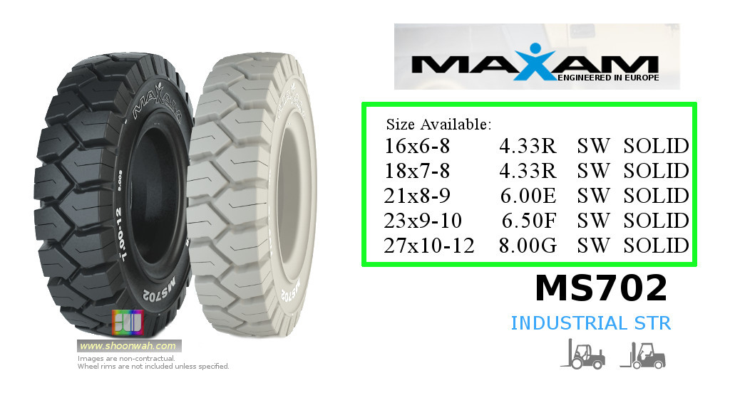 Maxam MS702 21x8-9 23x9-10 27x10-12 Industrial Forklift Solid Tires. 21x8x9 23x9x10 27x10x12 Solid Tires
